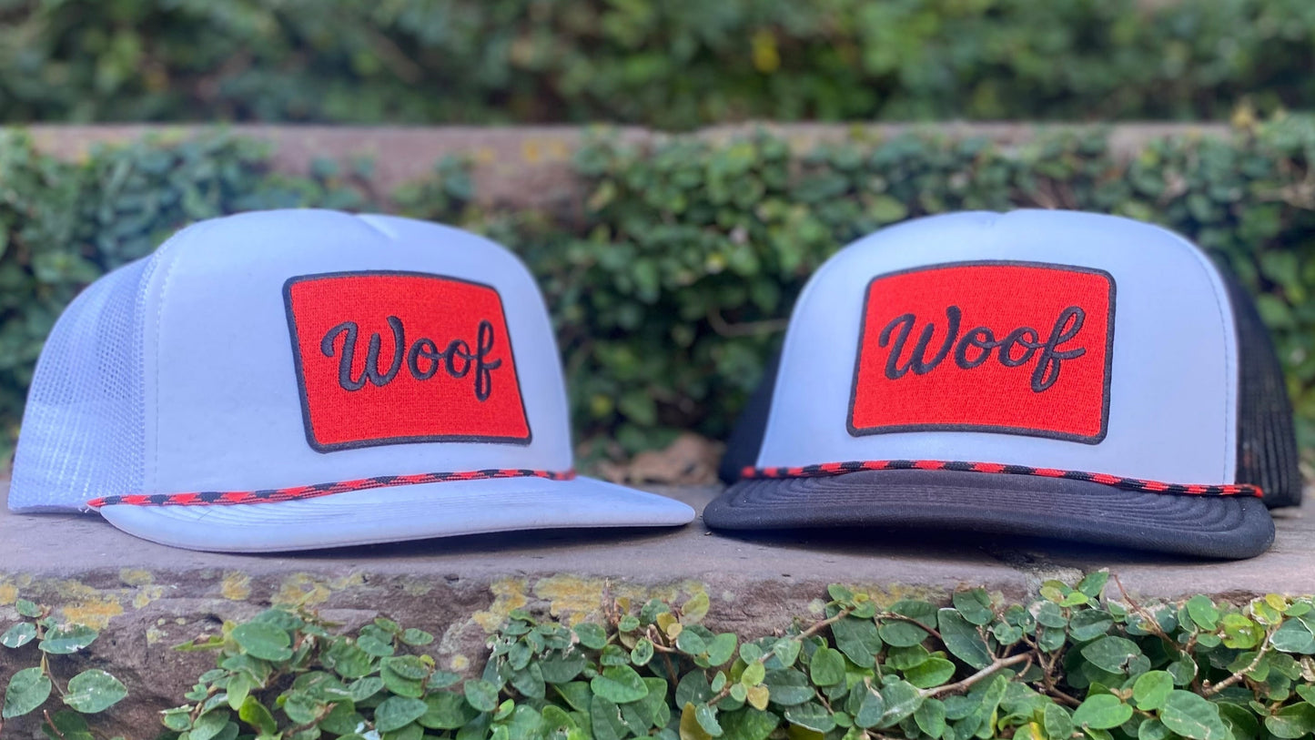 “Woof” Red & Black hat
